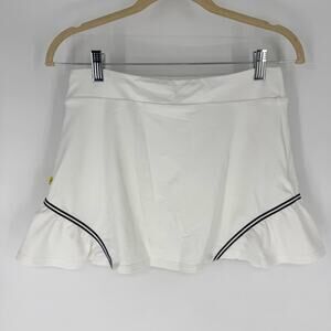 L’Oeuf Poché Baseline Tennis Skort White with Navy Trim Size Small